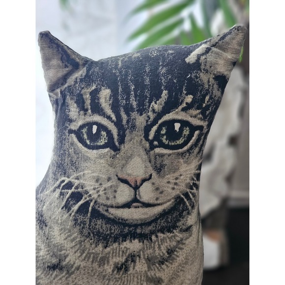 Vintage Fabric Cat Figurine country Tabby Kitten primitive doorstop - Picture 3 of 6